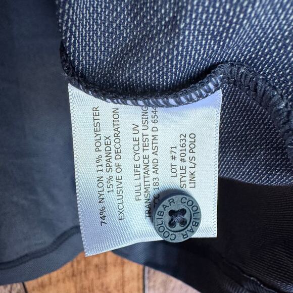 Coolibar Polo Shirt Links Long Sleeve Men Large Blue UPF 50 Sun Protection Golf - Picture 8 of 8